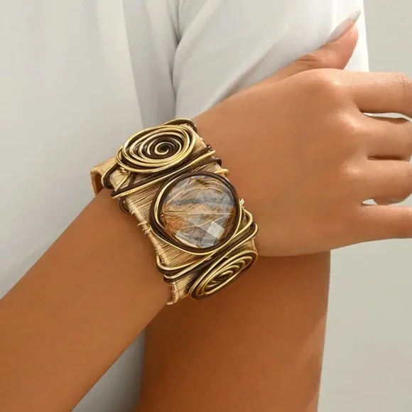 Spiral Threaded Inlay Bracelet Versatile. - Picture 3 of 7